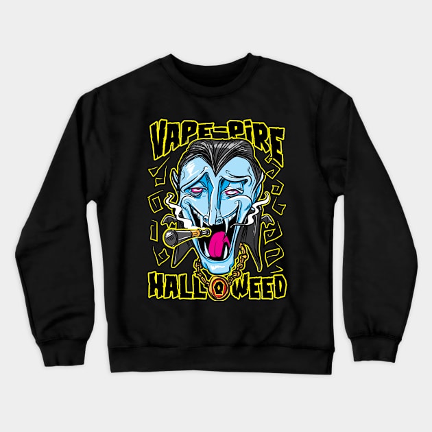 Happy Halloweed with Count Vape-ula the Vape-pire Crewneck Sweatshirt by eShirtLabs